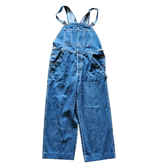 Vintage Y2k Old Navy Cropped Blue Denim Overalls - Picture 1 of 9